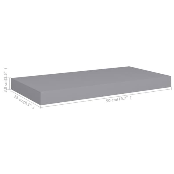 vidaXL væghylde 50x23x3,8 cm MDF grå