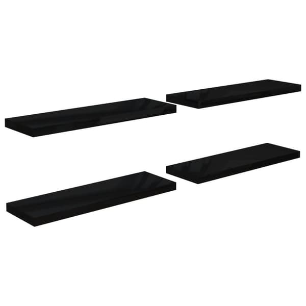 vidaXL Flytende vegghyller 4 stk høyglans svart 80x23,5x3,8 cm MDF