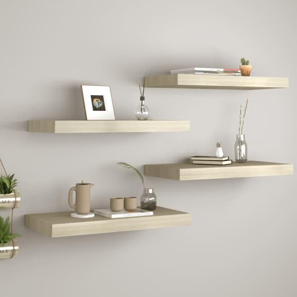 vidaXL Svävande vägghyllor 4 st ek 50x23x3,8 cm MDF
