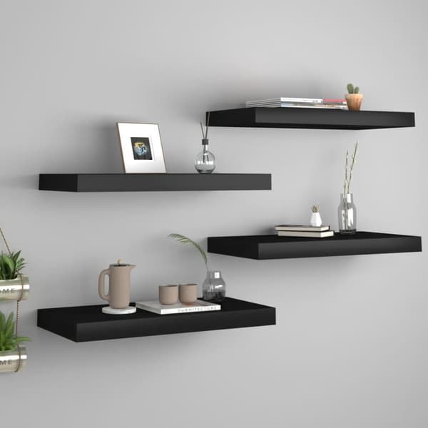 vidaXL Svävande vägghyllor 4 st svart 50x23x3,8 cm MDF
