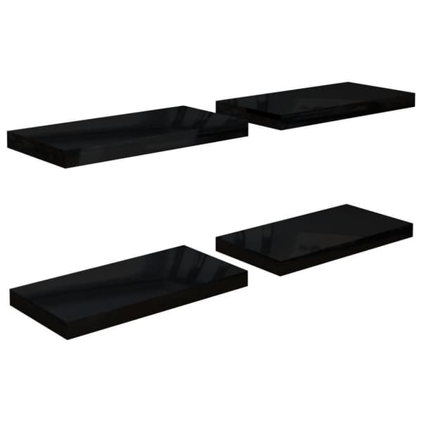 vidaXL Svävande vägghyllor 4 st svart högglans 50x23x3,8 cm MDF