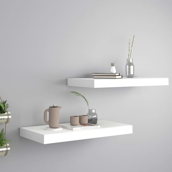 vidaXL Flytende vegghyller 2 stk hvit 50x23x3,8 cm MDF
