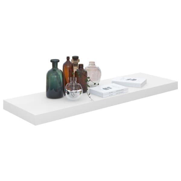 vidaXL Flytende vegghylle høyglans hvit 80x23,5x3,8 cm MDF