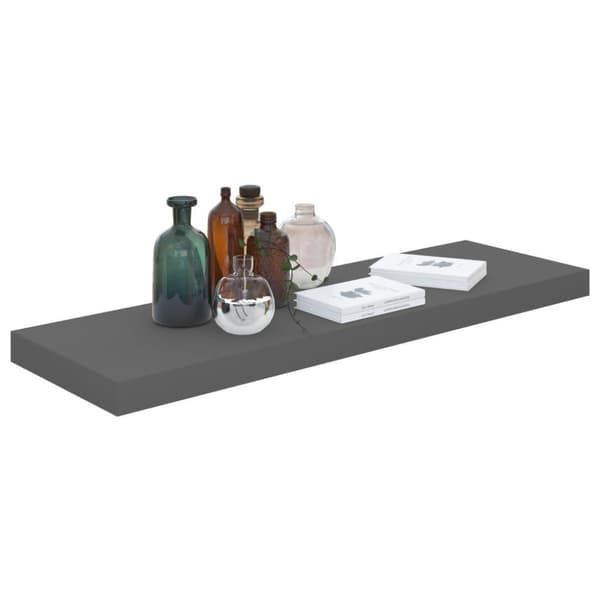 vidaXL Svävande vägghyllor 2 st grå högglans 80x23,5x3,8 cm MDF