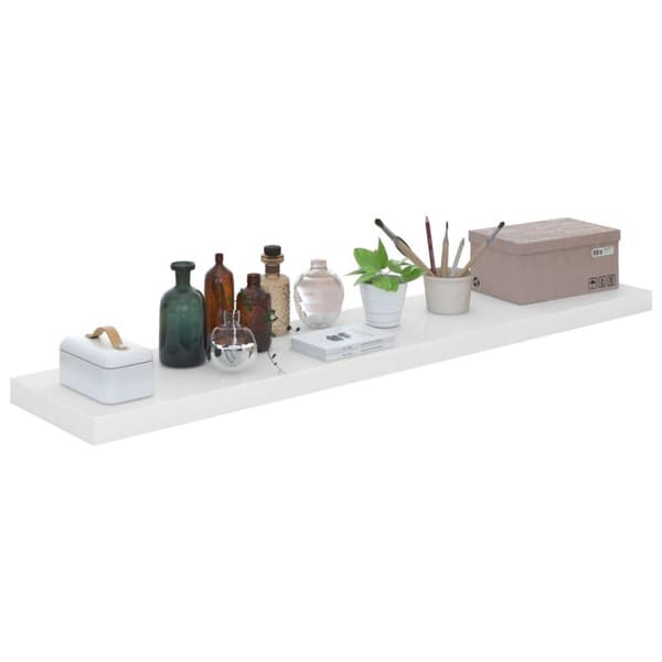 vidaXL Flytende vegghyller 2 stk høyglans hvit 120x23,5x3,8 cm MDF