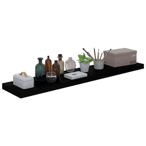 vidaXL Svävande vägghylla svart högglans 120x23,5x3,8 cm MDF
