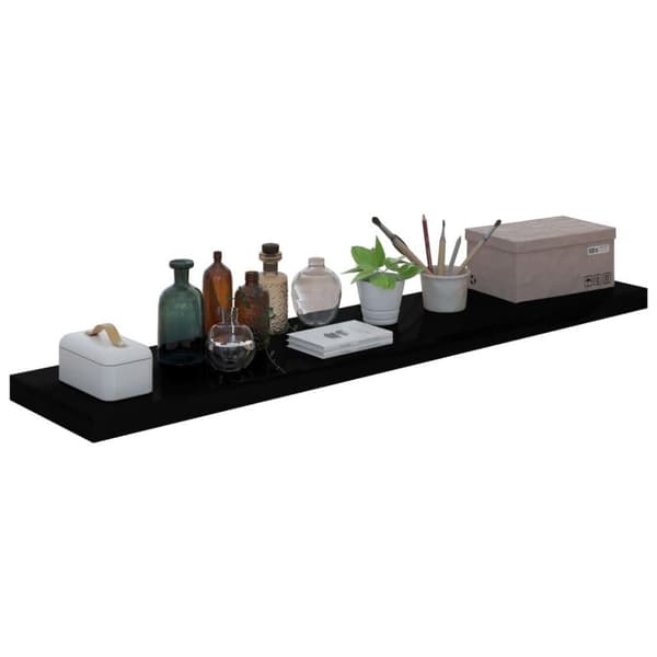 vidaXL Flytende vegghyller 2 stk høyglans svart 120x23,5x3,8 cm MDF