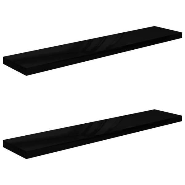 vidaXL Flytende vegghyller 2 stk høyglans svart 120x23,5x3,8 cm MDF