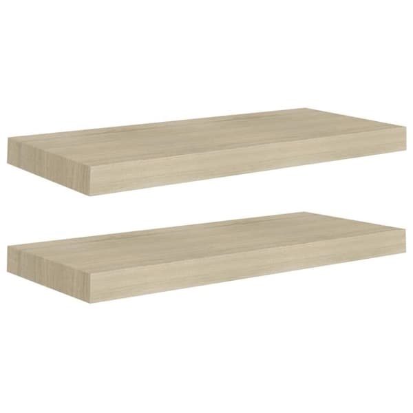 vidaXL Svävande vägghyllor 2 st ek 60x23,5x3,8 cm MDF