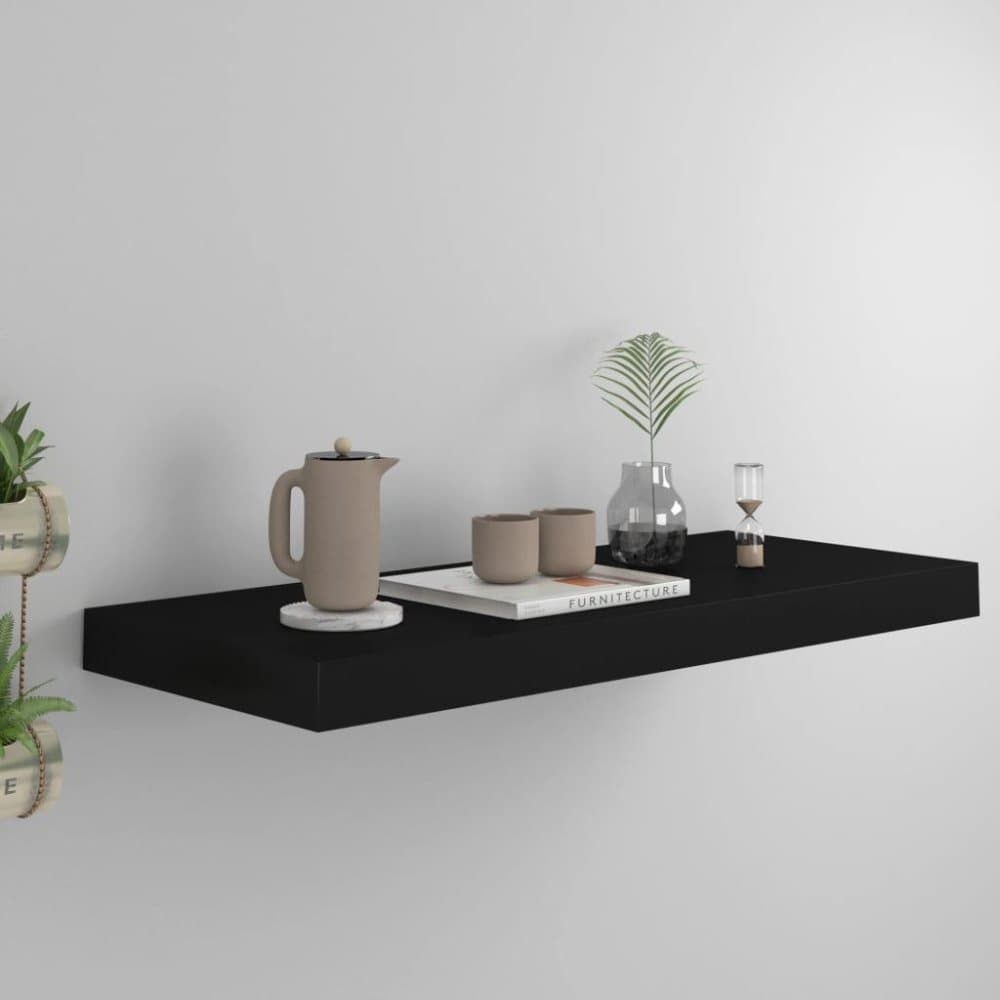 vidaXL svævehylde 60x23x3,8 cm MDF sort