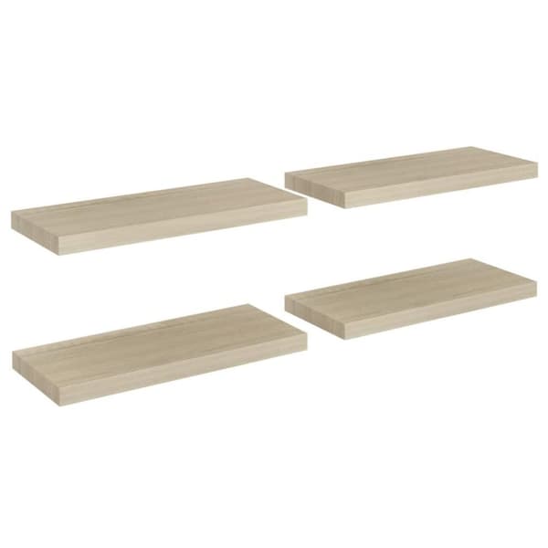 vidaXL væghylder 4 stk. 60x23,5x3,8 cm MDF egetræsfarve