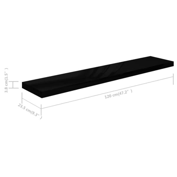 vidaXL væghylder 4 stk. 120x23,5x3,8 cm MDF sort højglans