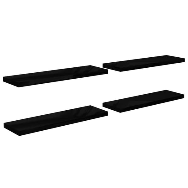 vidaXL væghylder 4 stk. 120x23,5x3,8 cm MDF sort højglans