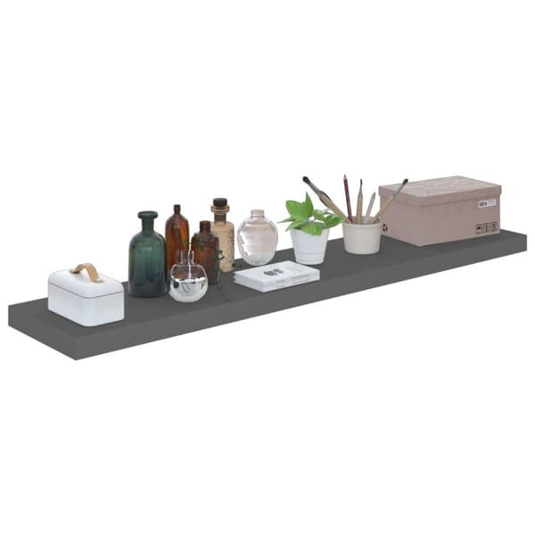 vidaXL væghylder 4 stk. 120x23,5x3,8 cm MDF grå højglans