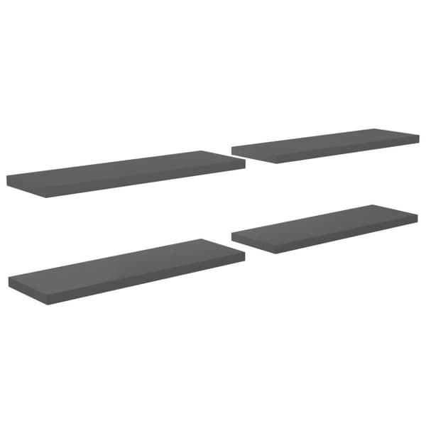 vidaXL væghylder 4 stk. 120x23,5x3,8 cm MDF grå højglans