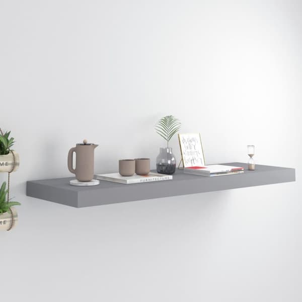 vidaXL væghylde 80x23,5x3,8 cm MDF grå