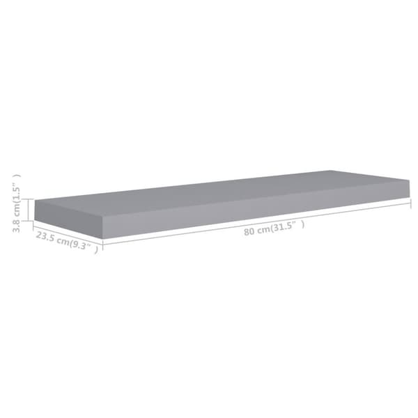 vidaXL væghylder 2 stk. 80x23,5x3,8 cm MDF grå
