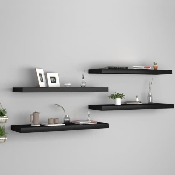 vidaXL væghylder 4 stk. 80x23,5x3,8 cm MDF sort