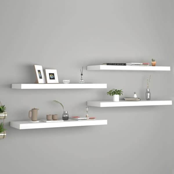 vidaXL Svävande vägghyllor 4 st vit 80x23,5x3,8 cm MDF