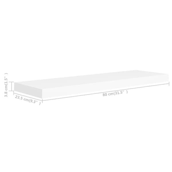 vidaXL Svävande vägghyllor 4 st vit 80x23,5x3,8 cm MDF