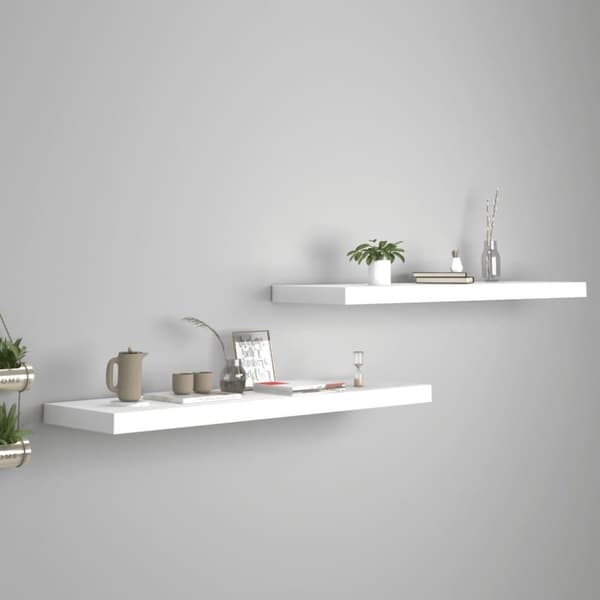 vidaXL Svävande vägghyllor 2 st vit 90x23,5x3,8 cm MDF