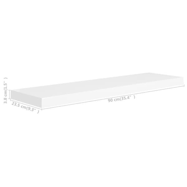 vidaXL Svävande vägghyllor 2 st vit 90x23,5x3,8 cm MDF