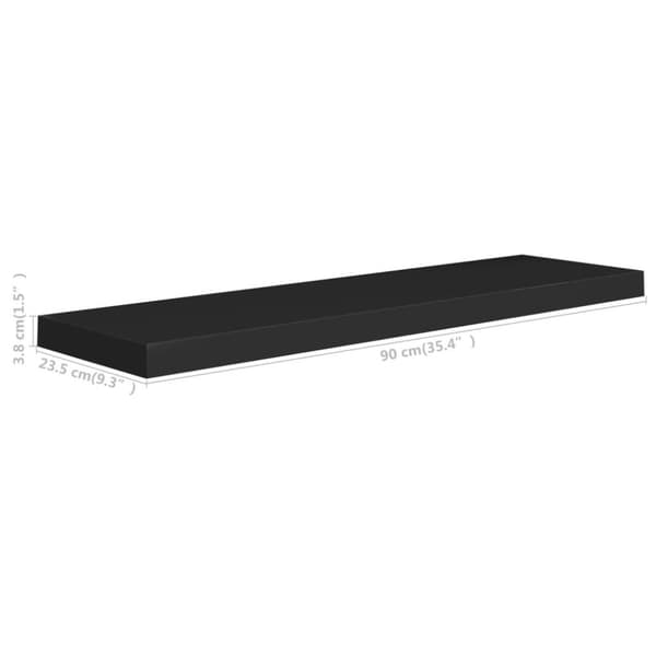 vidaXL Flytende vegghyller 4 stk svart 90x23,5x3,8 cm MDF