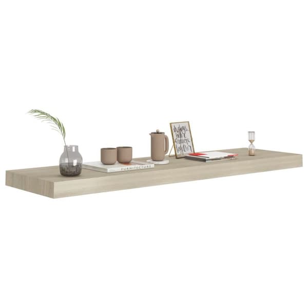 vidaXL Svävande vägghyllor 2 st ek 90x23,5x3,8 cm MDF