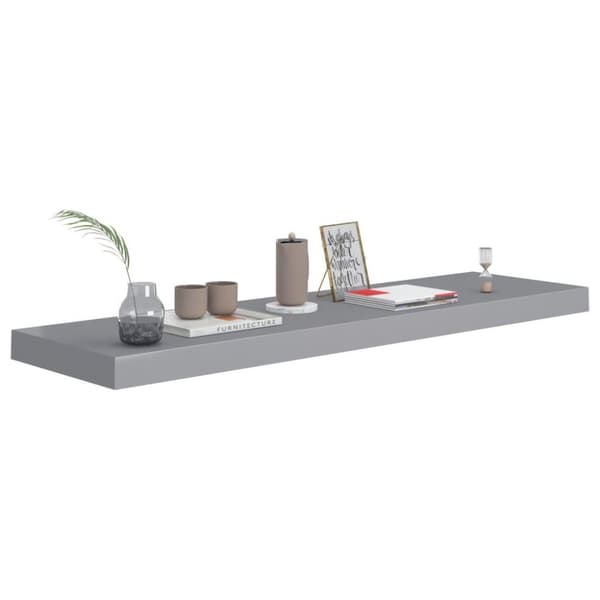 vidaXL Flytende vegghyller 2 stk grå 90x23,5x3,8 cm MDF