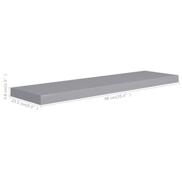 vidaXL Flytende vegghyller 2 stk grå 90x23,5x3,8 cm MDF