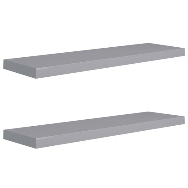 vidaXL Flytende vegghyller 2 stk grå 90x23,5x3,8 cm MDF