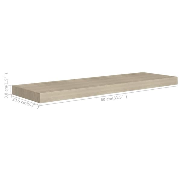vidaXL Flytende vegghyller 2 stk eik 80x23,5x3,8 cm MDF