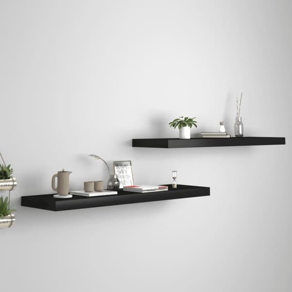 vidaXL væghylder 2 stk. 90x23,5x3,8 cm MDF sort