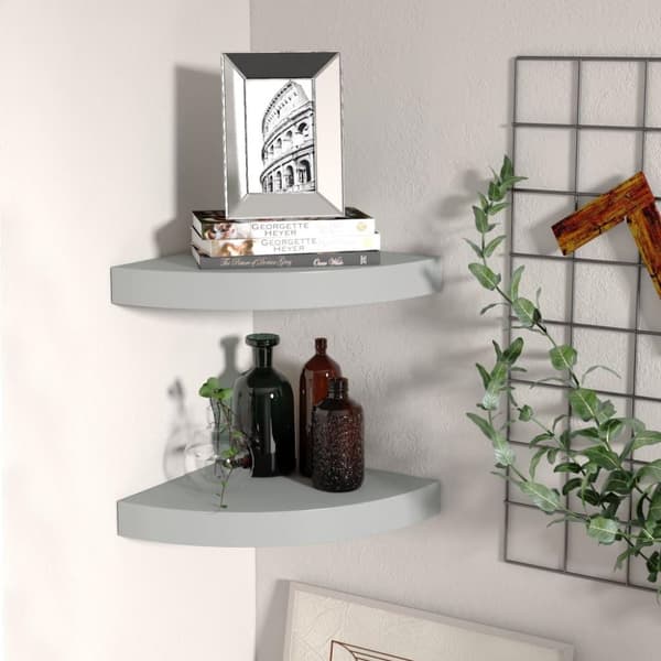 vidaXL hjørnehylder 2 stk. 25x25x3,8 cm MDF grå