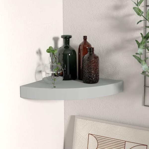 vidaXL Kelluva kulmahylly harmaa 25x25x3,8 cm MDF