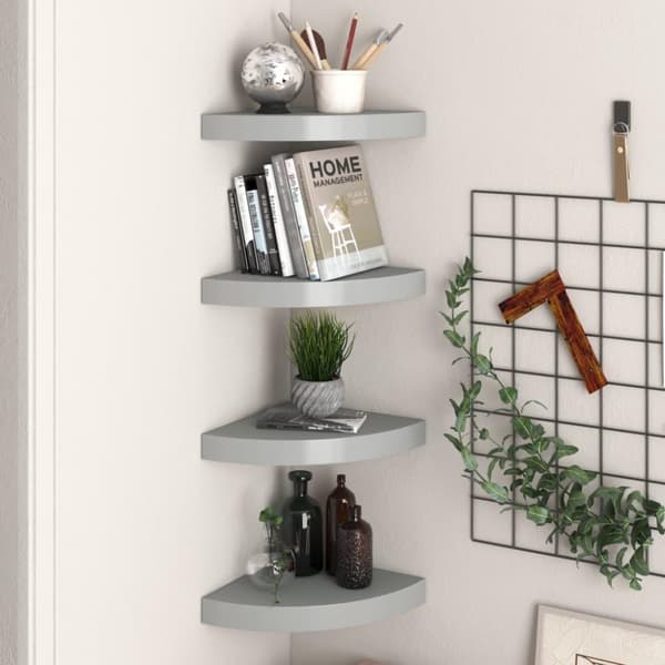vidaXL hjørnehylder 4 stk. 25x25x3,8 cm MDF grå
