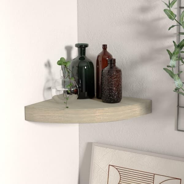 vidaXL hjørnehylde 25x25x3,8 cm MDF egetræsfarvet