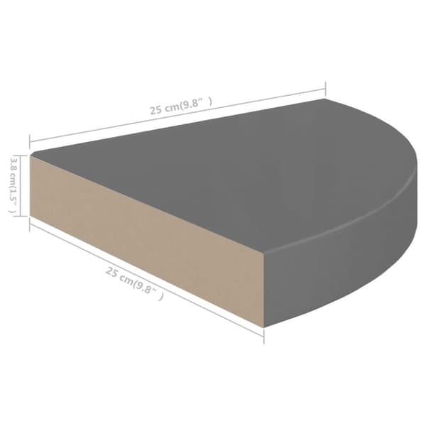 vidaXL hjørnehylder 2 stk. 25x25x3,8 cm MDF grå højglans