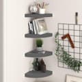 Miniatyrbillede 3 af 8: vidaXL hjørnehylder 4 stk. 25x25x3,8 cm MDF grå højglans