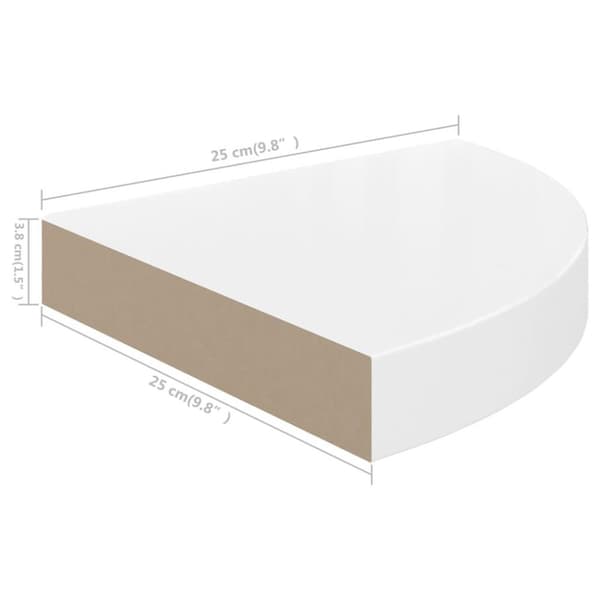 vidaXL Svävande hörnhyllor 4 st vit högglans 25x25x3,8 cm MDF