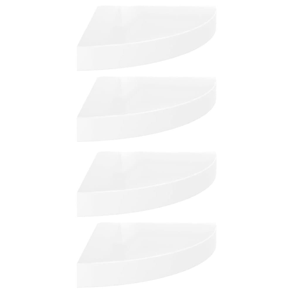 vidaXL Svävande hörnhyllor 4 st vit högglans 25x25x3,8 cm MDF