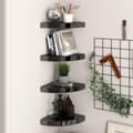Miniatyrbilde 9 av 10: vidaXL Flytende vegghyller 4 stk høyglans svart 25x25x3,8 cm MDF