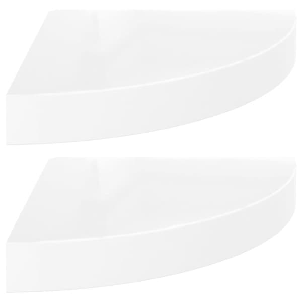 vidaXL Svävande hörnhyllor 2 st vit högglans 25x25x3,8 cm MDF