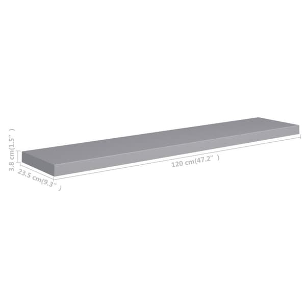vidaXL Svävande vägghyllor 2 st grå 120x23,5x3,8 cm MDF