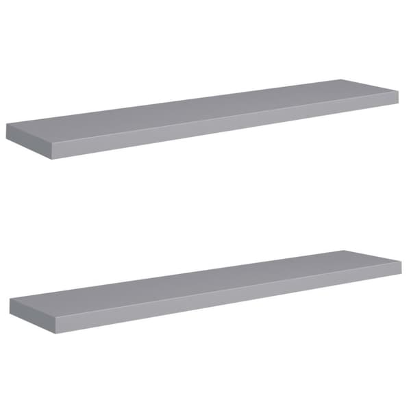 vidaXL Svävande vägghyllor 2 st grå 120x23,5x3,8 cm MDF