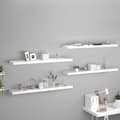 Miniatyrbilde 3 av 9: vidaXL Flytende vegghyller 4 stk hvit 120x23,5x3,8 cm MDF