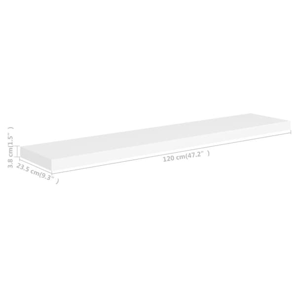 vidaXL Flytende vegghyller 4 stk hvit 120x23,5x3,8 cm MDF