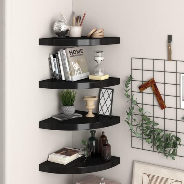 vidaXL Flytende vegghyller 4 stk svart 35x35x3,8 cm MDF