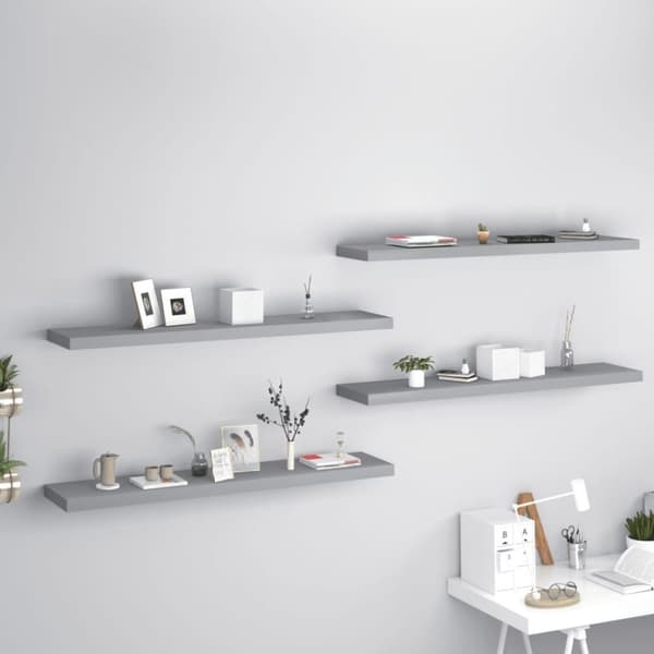 vidaXL Kelluvat seinähyllyt 4 kpl harmaa 120x23,5x3,8 cm MDF