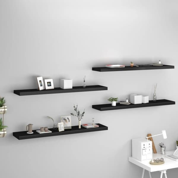 vidaXL væghylder 4 stk. 120x23,5x3,8 cm MDF sort